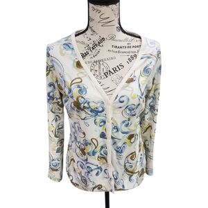 J. Jill Long Sleeve Floral Tee - Blue and Yellow